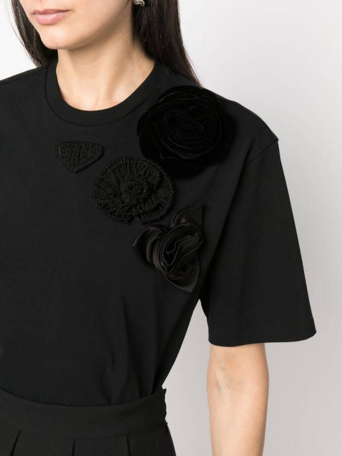 Prada T-shirt met bloemenpatch Zwart