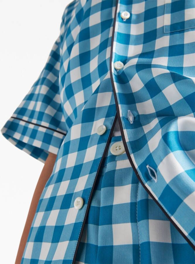 Prada Geruite zijden bermuda shorts Blauw