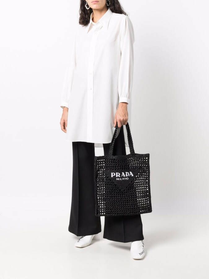 Prada Geweven schoudertas Zwart