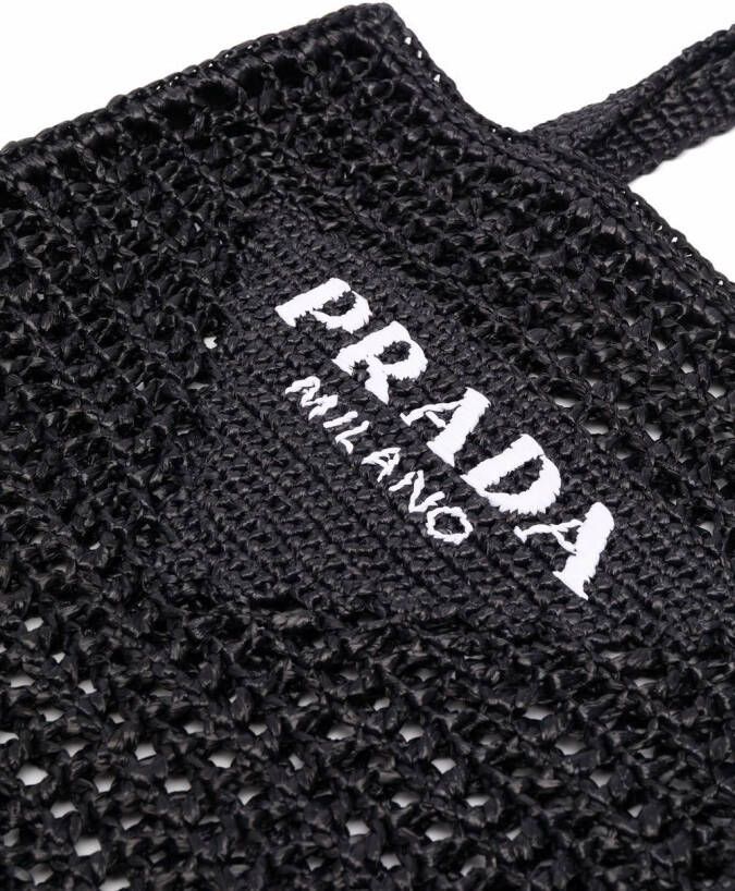 Prada Geweven schoudertas Zwart