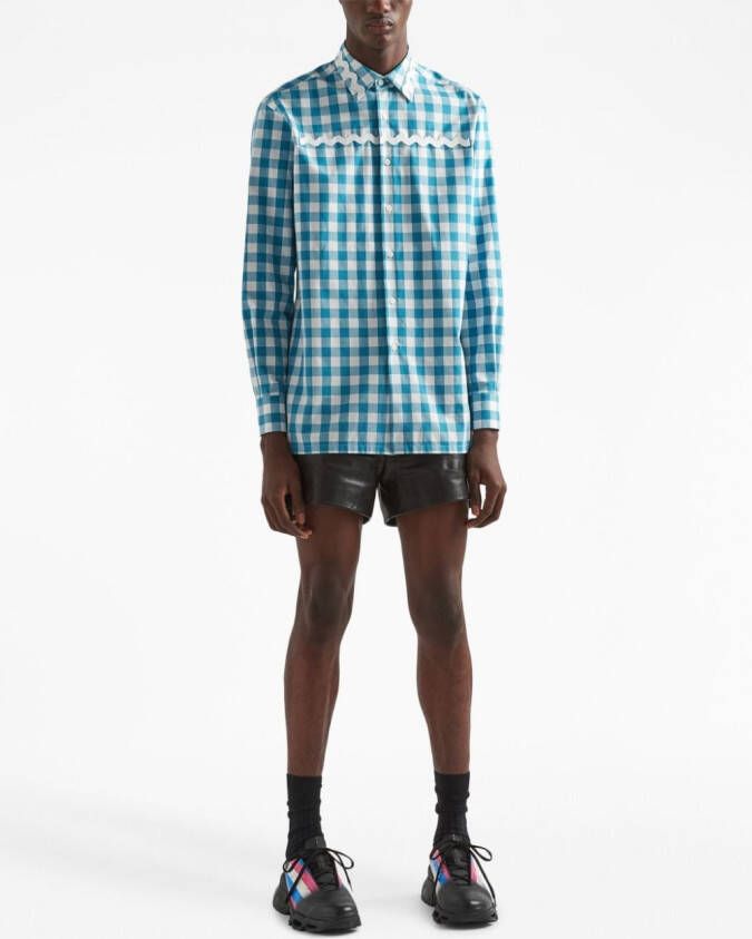 Prada Geruit overhemd Wit
