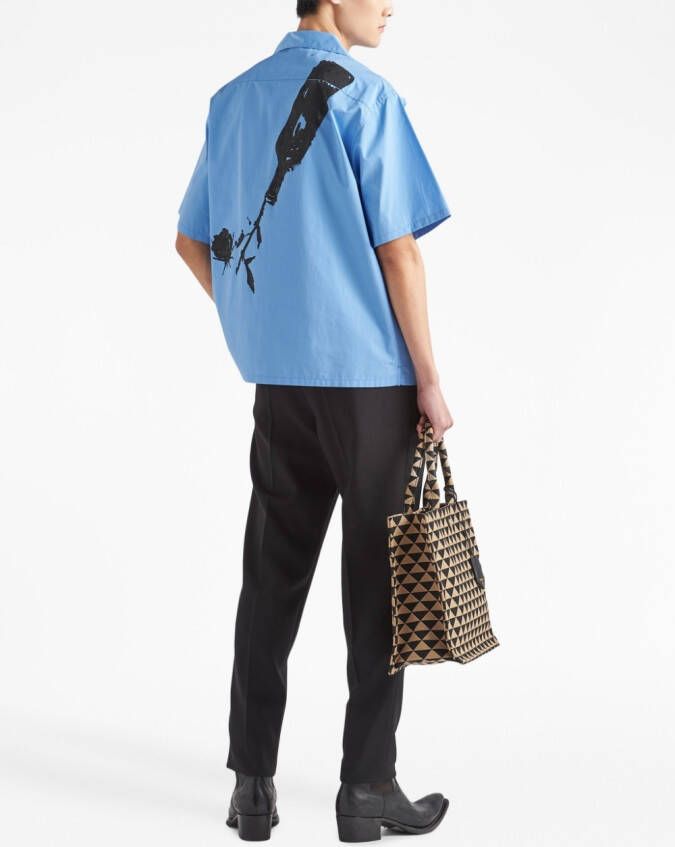 Prada Bowlingshirt met geometrische print Blauw