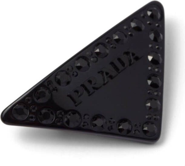 Prada Haarspeld met logo Zwart