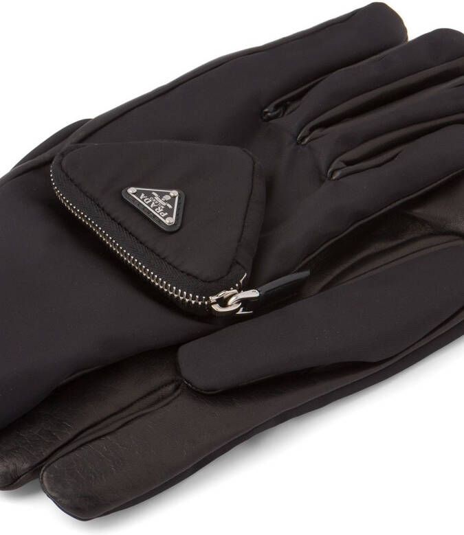 Prada Handschoenen met logo Zwart