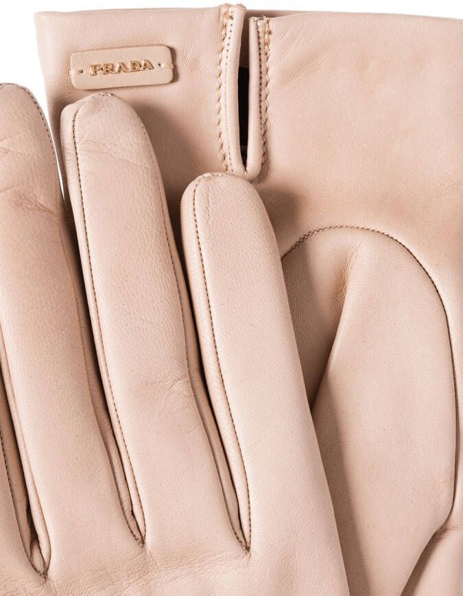 Prada Handschoenen met logoplakkaat Roze