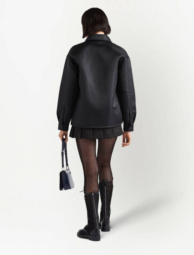 Prada Re-Nylon jack met logo Zwart