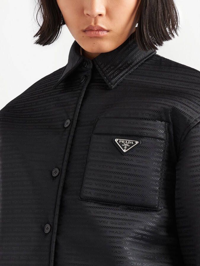 Prada Re-Nylon jack met logo Zwart