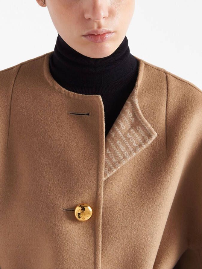 Prada Wollen jack met enkele rij knopen Bruin