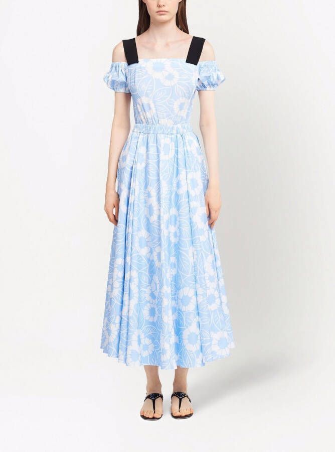 Prada Jurk met bloemenprint Blauw