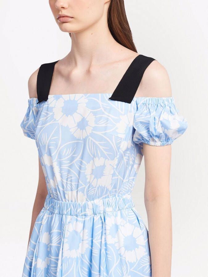 Prada Jurk met bloemenprint Blauw