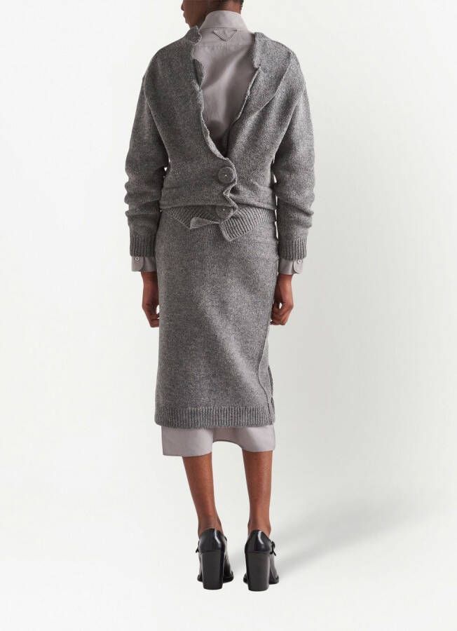 Prada Kasjmier-wollen rok met split Grijs