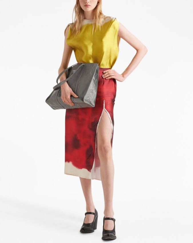 Prada Leren shopper Grijs