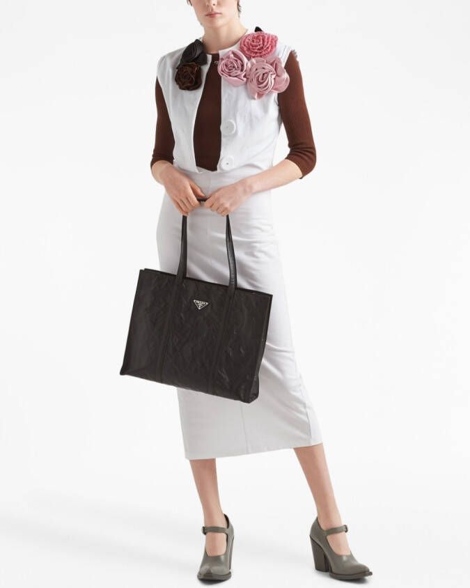 Prada Leren shopper Zwart