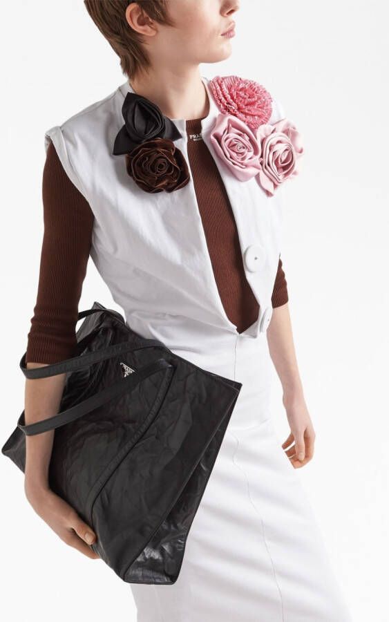 Prada Leren shopper Zwart