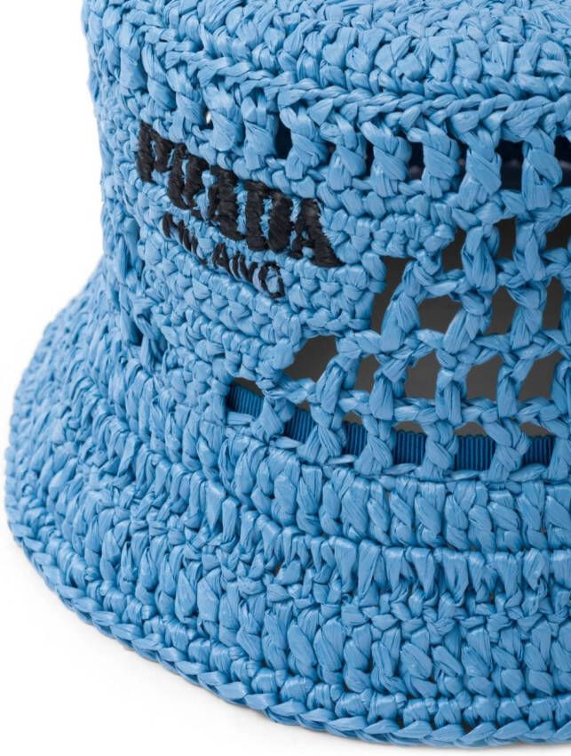 Prada Vissershoed met geborduurd logo Blauw