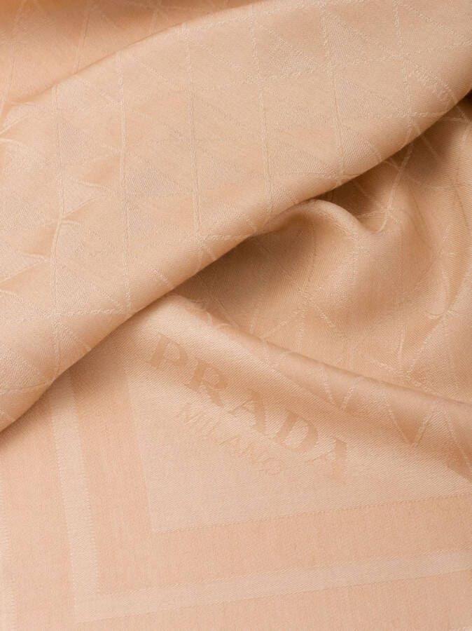 Prada Symbole sjaal met logo jacquard Beige