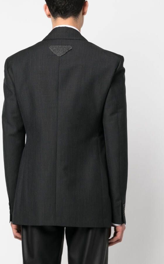 Prada Blazer met logopatch Grijs