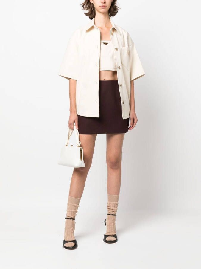 Prada Top met logoplakkaat Beige