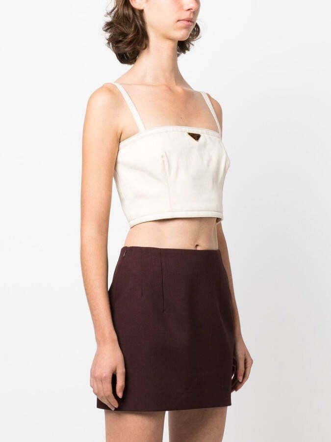 Prada Top met logoplakkaat Beige