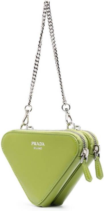 Prada Mini-tas met logoplakkaat Groen