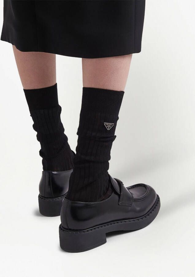 Prada Geribbelde katoenen sokken Zwart