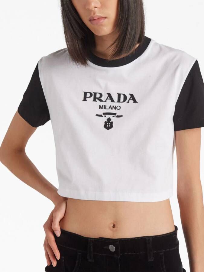 Prada T-shirt met logoprint Wit