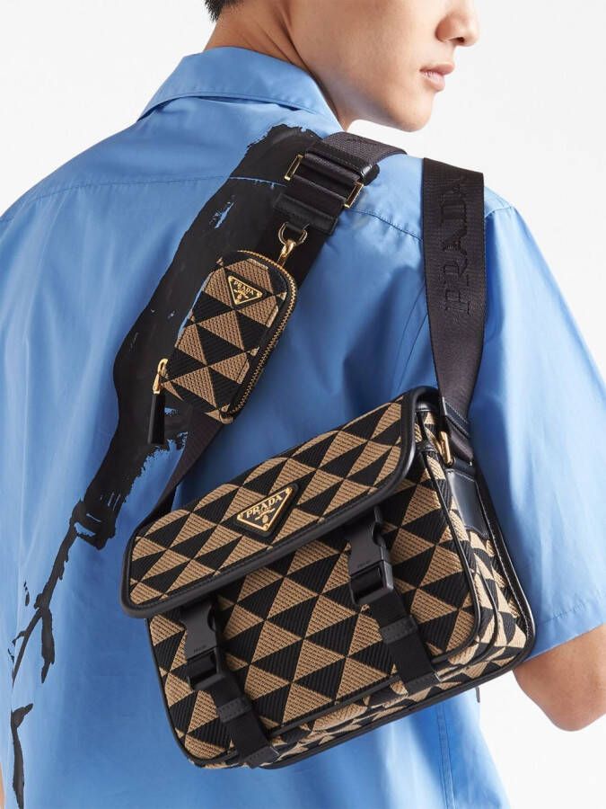 Prada Messengertas met borduurwerk Zwart