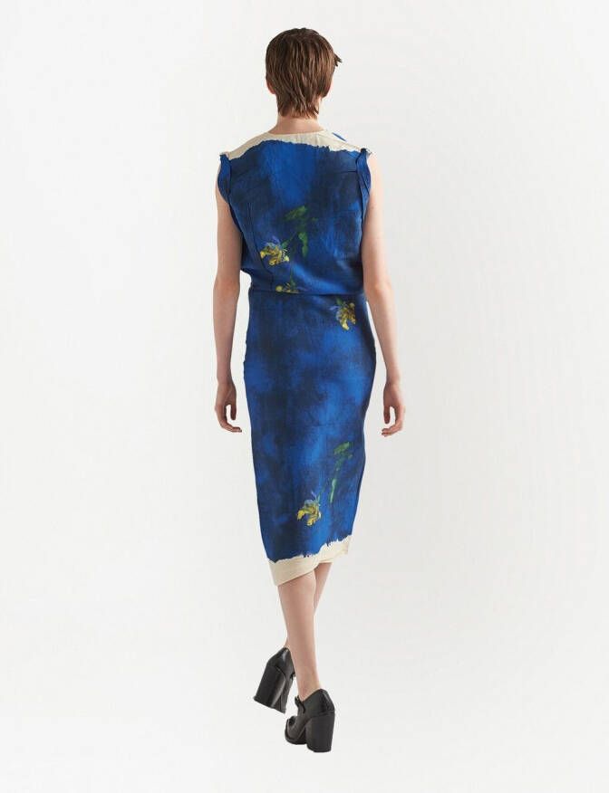 Prada Midi-jurk met bloemenprint Blauw