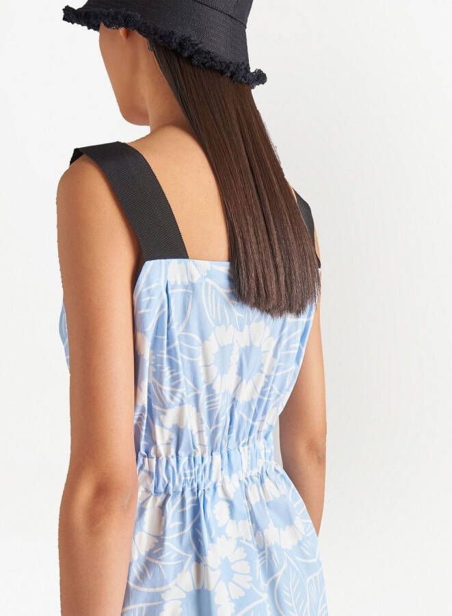Prada Midi-jurk met bloemenprint Blauw
