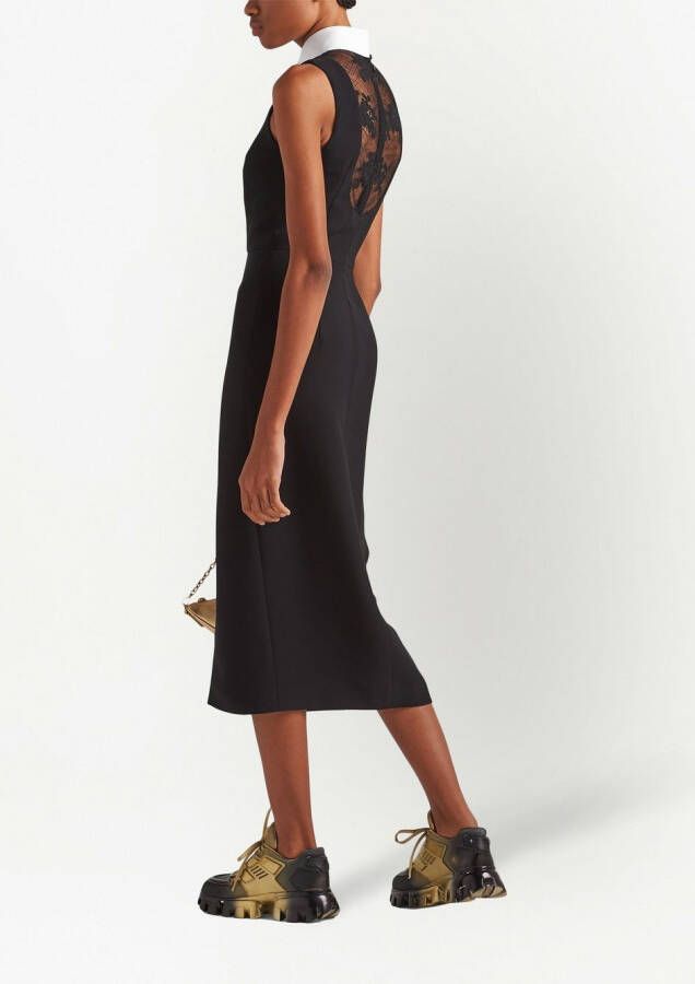Prada Midi-jurk met kant Zwart