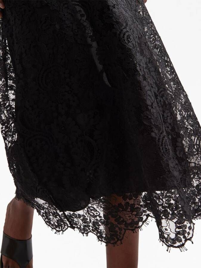 Prada Midi-jurk met kant Zwart