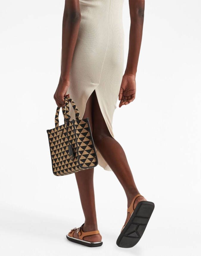 Prada Midi-jurk met logo Beige