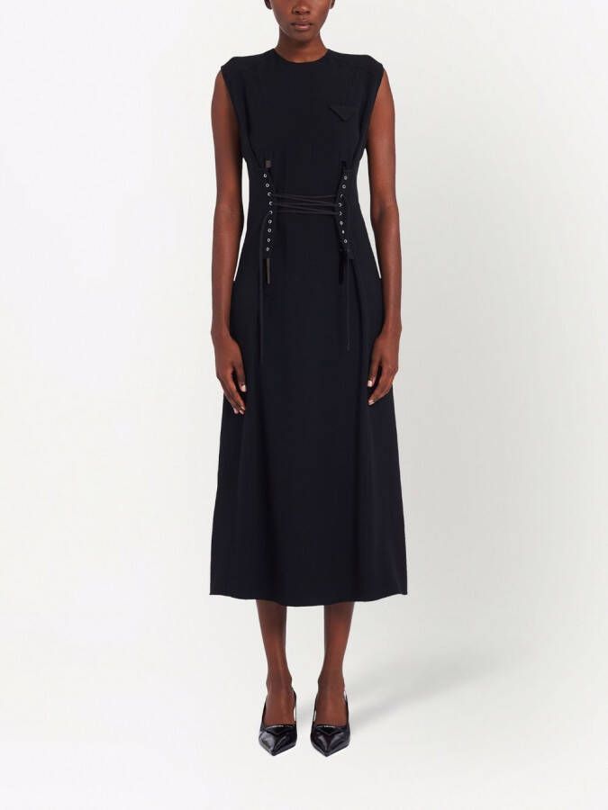 Prada Midi-jurk met veters Zwart