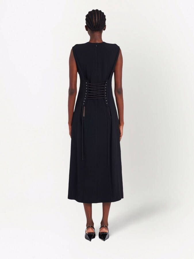 Prada Midi-jurk met veters Zwart