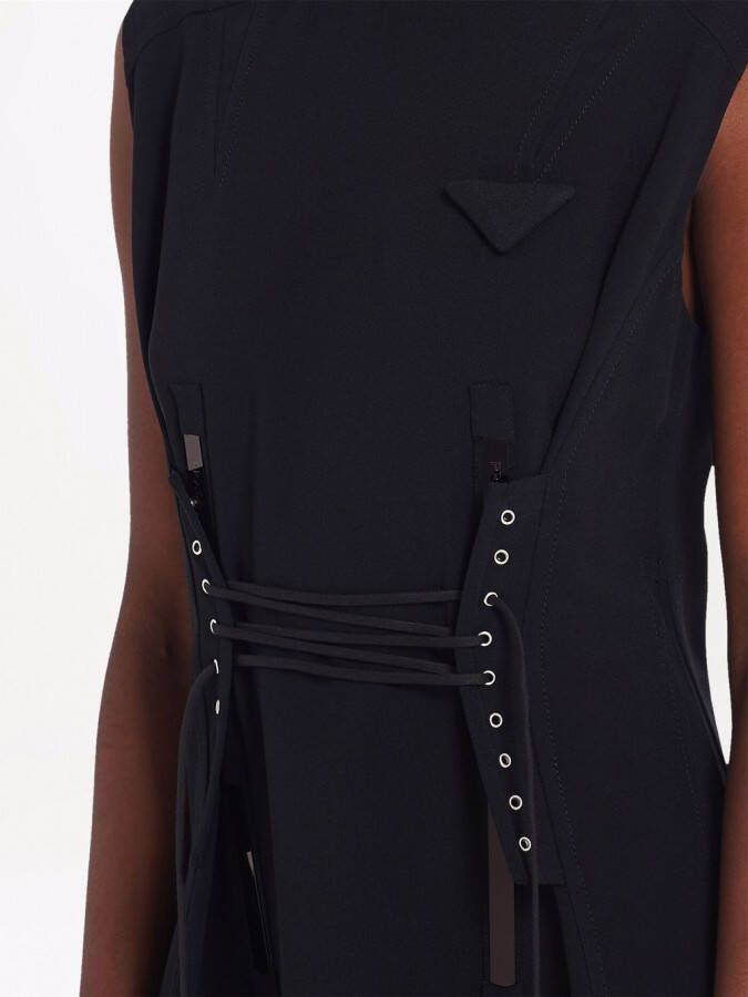 Prada Midi-jurk met veters Zwart