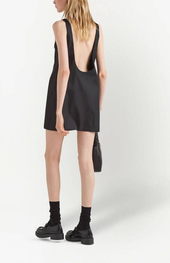 Prada Mini-jurk met logo plakkaat Zwart