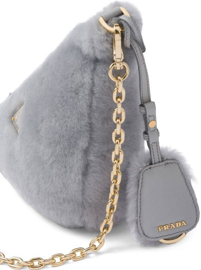 Prada Schoudertas met logo Grijs