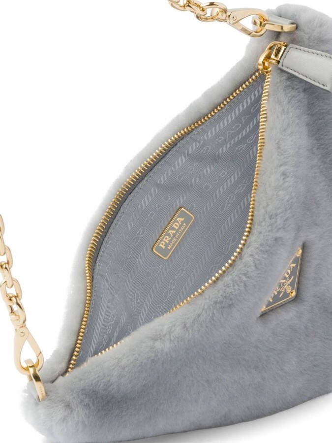 Prada Schoudertas met logo Grijs