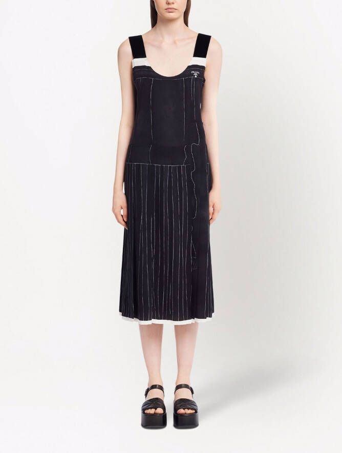 Prada Mouwloze midi-jurk Zwart