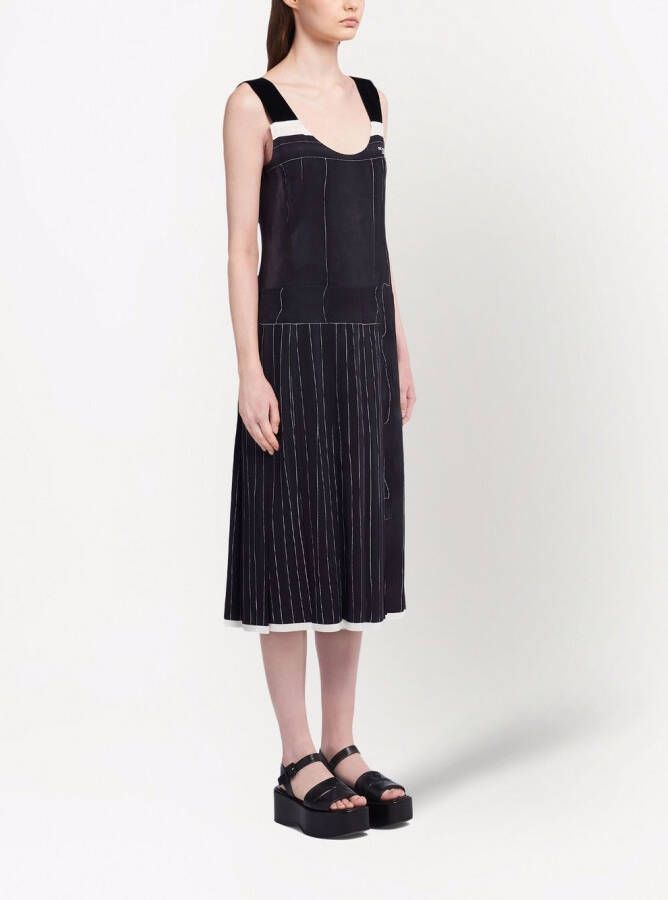 Prada Mouwloze midi-jurk Zwart