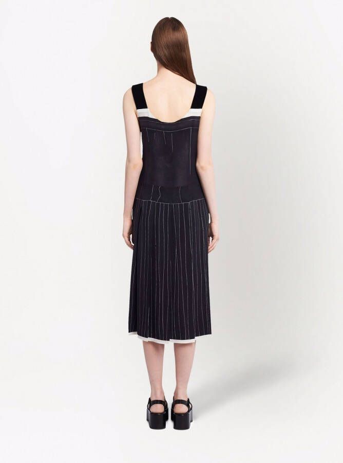 Prada Mouwloze midi-jurk Zwart