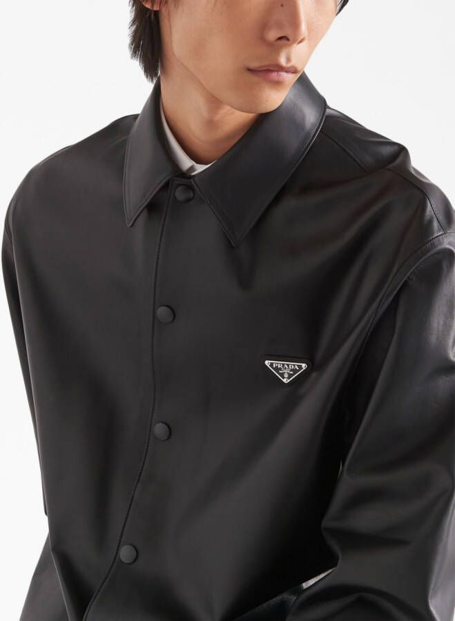 Prada Overhemd met logoplakkaat Zwart