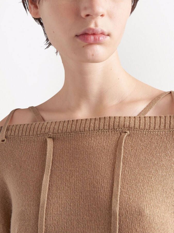Prada Off-shoulder trui Beige