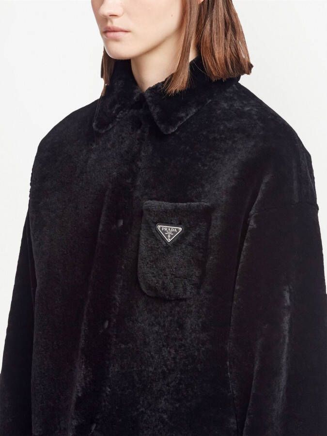 Prada Omkeerbare jas met logo Zwart