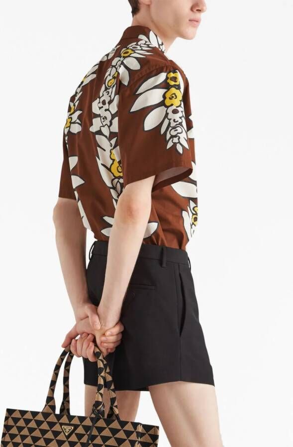 Prada Overhemd met bloemenprint Bruin