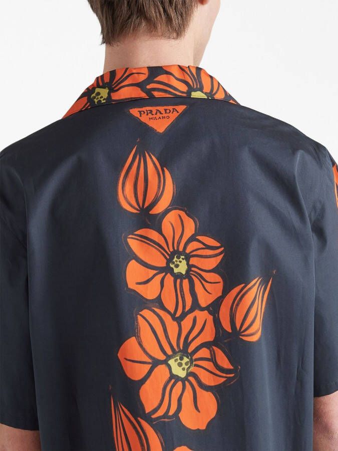 Prada Overhemd met bloemenprint Zwart