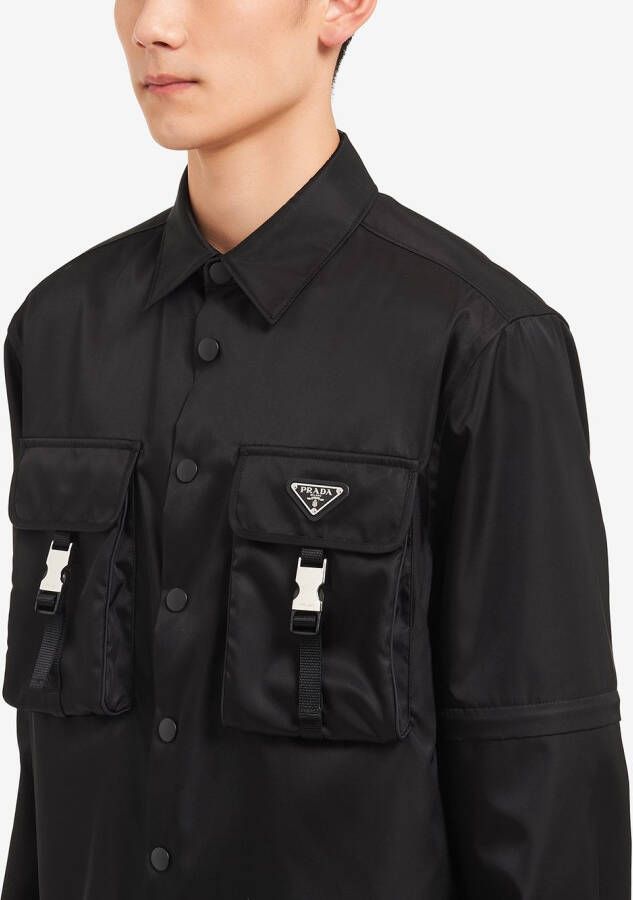 Prada Re-Nylon overhemd met logo Zwart