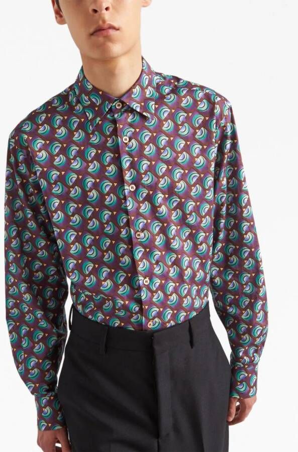 Prada Overhemd met geometrische print Rood