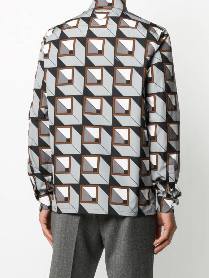 Prada Overhemd met geometrische print Zwart