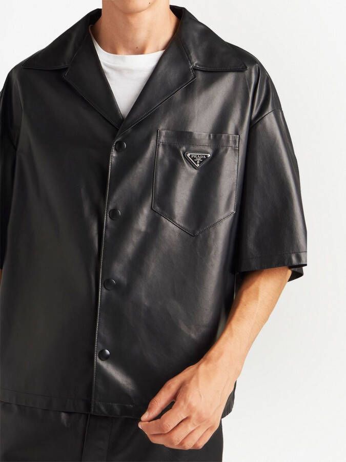 Prada Overhemd met logoplakkaat Zwart